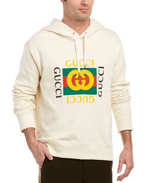 white hoodie mens with gucci logo|gucci hoodie reflective.